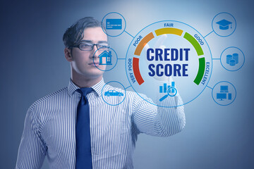 Canvas Print - Businessman in credit score concept