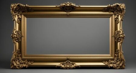 Poster -  Elegant gold-framed mirror, perfect for a luxurious interior