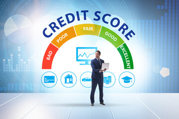 Canvas Print - Credit score concept with businessman