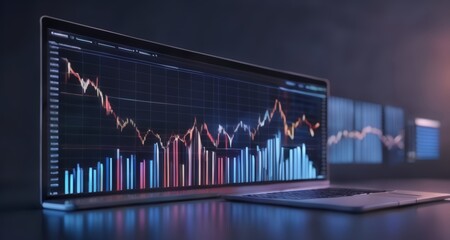 Wall Mural -  Advanced financial analysis on a sleek laptop