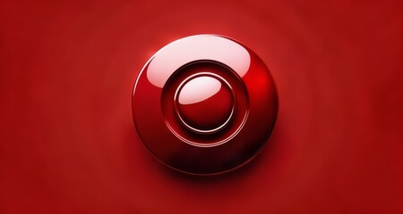 A glossy red button on a vibrant red background