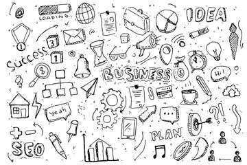 Wall Mural - doodle art business icon hand drawn vector simple	