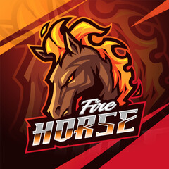 Wall Mural - Fire horse esport mascot logo design