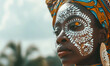 African Woman Adorned with Traditional Tribal Face Paint