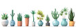 Row of Potted Plants Generative AI