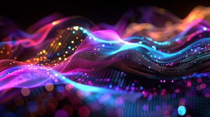 Wall Mural - Abstract neon light technology, where glowing lines and shapes