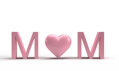 Wall Mural - MOM pink color love heart mother day may twelve text font woman day happy valentine day holiday heart celebration festival gift nubes romance female parent family cute balloon mom pattern abstract 