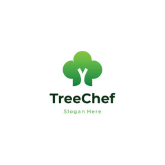 Wall Mural - Natural cooking logo, vegan food logo concept