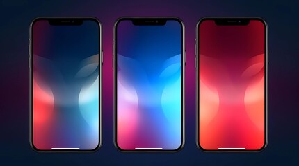 Set of smartphone mockup with abstract colorful background, Generative AI illustrations.
