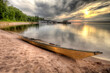 Kayak on sandy beach along Lake Superior