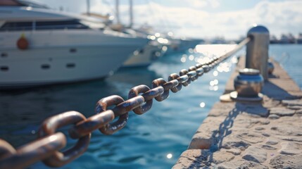 Luxury Yacht Tied To Pier, rope mooring