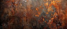 A grungy metal surface covered in rust, with patches of orange and black paint chipping off. The weathered texture adds an industrial feel to the worn-down material.