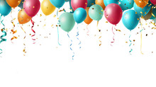 Birthday Balloons, Pennant Isolated On Transparent And White Background.PNG Image.