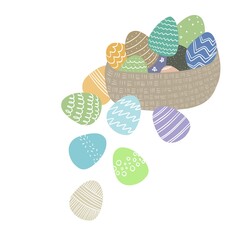 Wall Mural - easter colorful eggs basket