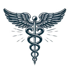 Wall Mural - caduceus medical symbol isolated on transparent background PNG Image 