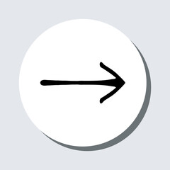 Poster - Right arrow icon vector. Next sign symbol in trendy flat style. Move forward vector icon illustration in circle isolated on gray background