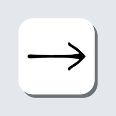 Poster - Right arrow icon vector. Next sign symbol in trendy flat style. Move forward vector icon illustration in square isolated on gray background