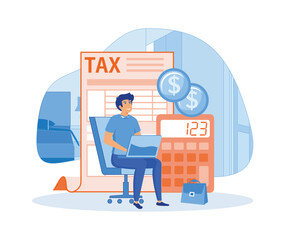 Poster - Tax preparation . Corporate tax,  document preparation, payment planning, corporate accountancy. flat vector modern illustration 