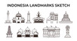 © Supersubstd - Various indonesian landmarks element outline sketch vector illustration set