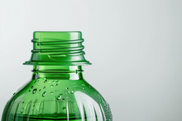 Poster - closeup Green plastic Bottle on a White Background