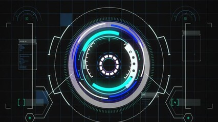 Poster - Animation of data processing and scope scanning over black background