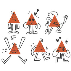 Wall Mural - hand drawn doodle triangle shape character gesture collection illustration