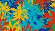 Colorful pattern with leaves suitable for naturethemed designs. Vibrant and versatile for various print and digital projects. Ideal for summer.