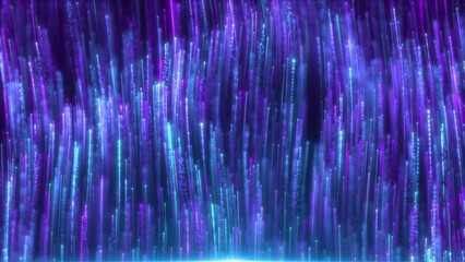 Wall Mural - Blue particle stripes rise, beautiful particle light rising, stage performance video.