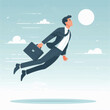 illustration of financial freedom businessman floating in the air