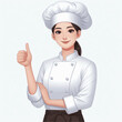 female chef with thumbs up pose