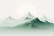 Green minimalist style Chinese painting with thousands of miles of rivers and mountains