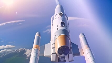 Poster - Space Shuttle Soaring Through the Sky Generative AI