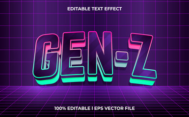 Poster - 3d gen Z logo style editable vector text effect