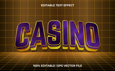 Poster - 3d casino logo style editable vector text effect