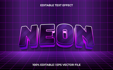 Poster - 3d neon logo style editable vector text effect