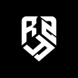 RYZ letter logo design on black background. RYZ creative initials letter logo concept. RYZ letter design.
