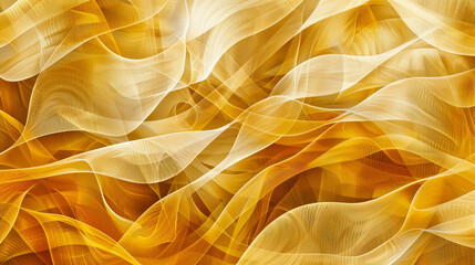 Wall Mural - Ethereal waves of golden fabric creating a sense of fluid motion and soft texture