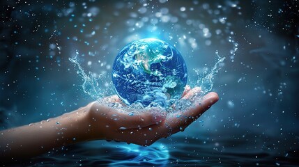 earth in drop shape from on two hand