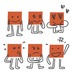 Wall Mural - hand drawn doodle square shape character gesture collection