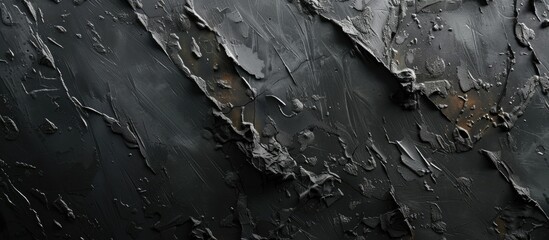 Wall Mural - The black and white image showcases a weathered, textured wall with cracks and peeling paint. The contrast between light and shadow highlights the details of the walls surface.