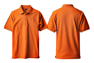 Canvas Print - Front and back orange polo shirt mockup, white background PNG