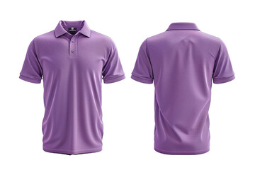 Wall Mural - Front and back purple polo shirt mockup, white background PNG