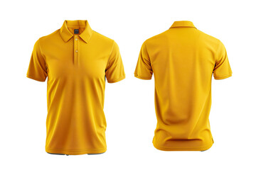 Wall Mural - Front and back yellow polo shirt mockup, white background PNG