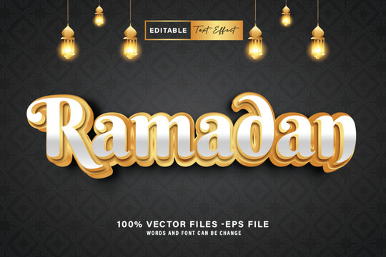 Ramadan 3D editable shine text effect style