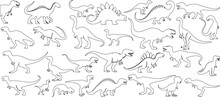 Dinosaur Outline, Dinosaur Sketch Vector Illustration, Educational, Decoration, Prehistoric, Creature, Animalia, Chordata, Reptilia