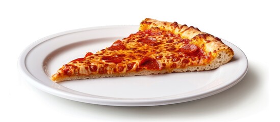 Sticker - A scrumptious slice of pizza sitting on a clean white plate, ready to be enjoyed. The pizza slice is perfectly cooked with gooey cheese, savory toppings, and a crispy crust.