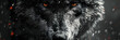 A wolf in the clouds,
A greyscale close-up shot of an angry wolf with a d
