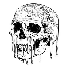 Wall Mural - melting skull vector illustration