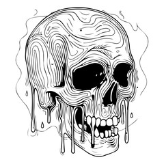 Wall Mural - melting skull vector illustration