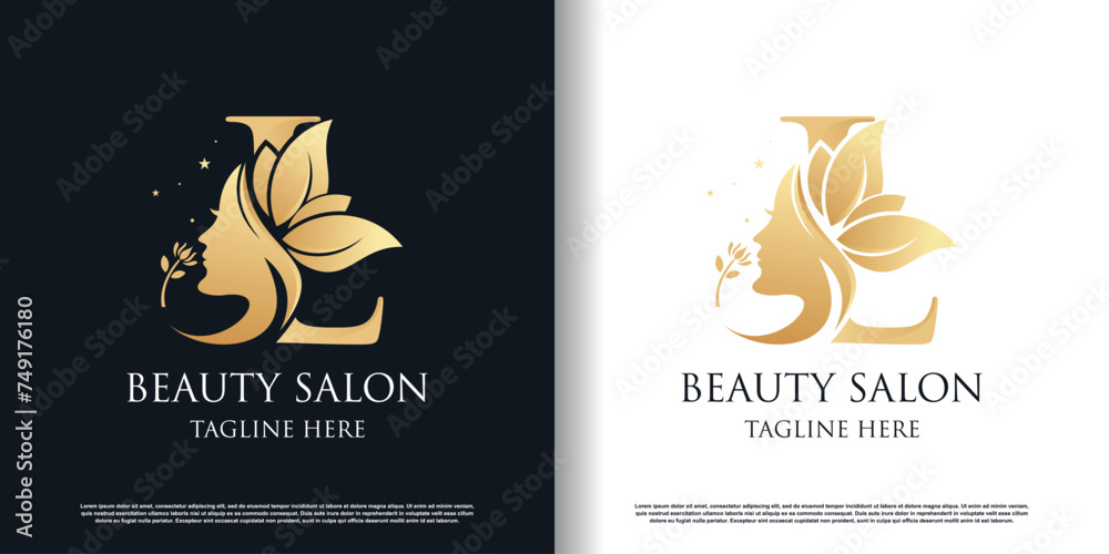 Nature beauty logo design with letter l unique style concept Premium ...